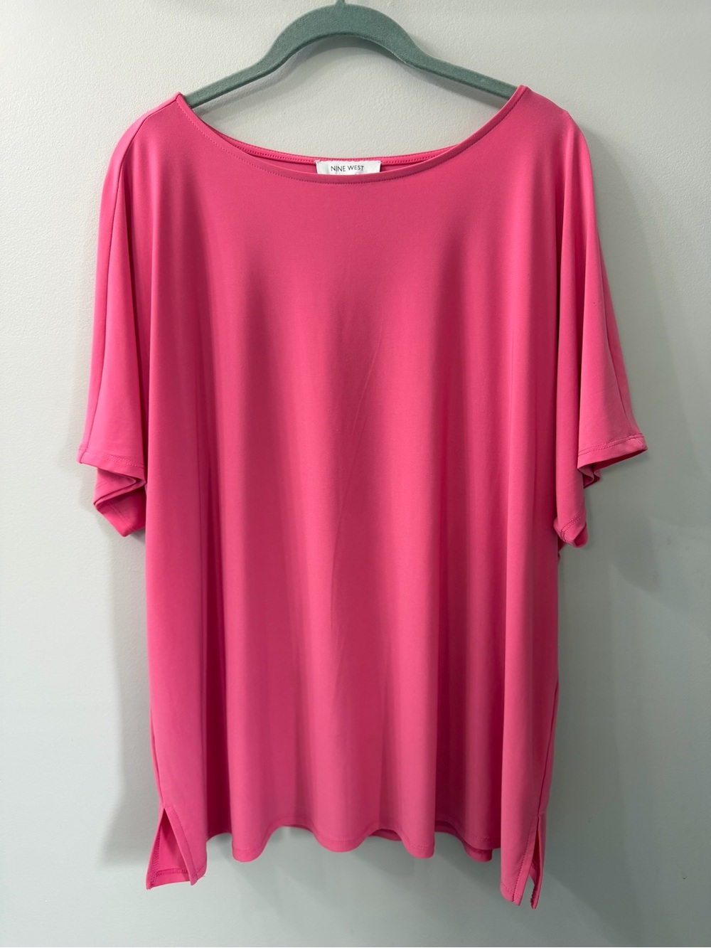 Nine West Hot Pink Short Sleeve Boatneck Tunic 2X